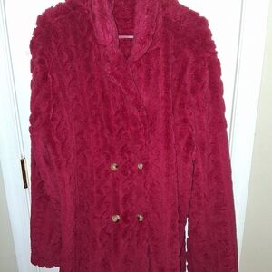 Elegant Burgundy Teddy Jacket